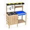 Natural Wooden Outdoor Kids Kitchen Playset with Pretend Kitchenware